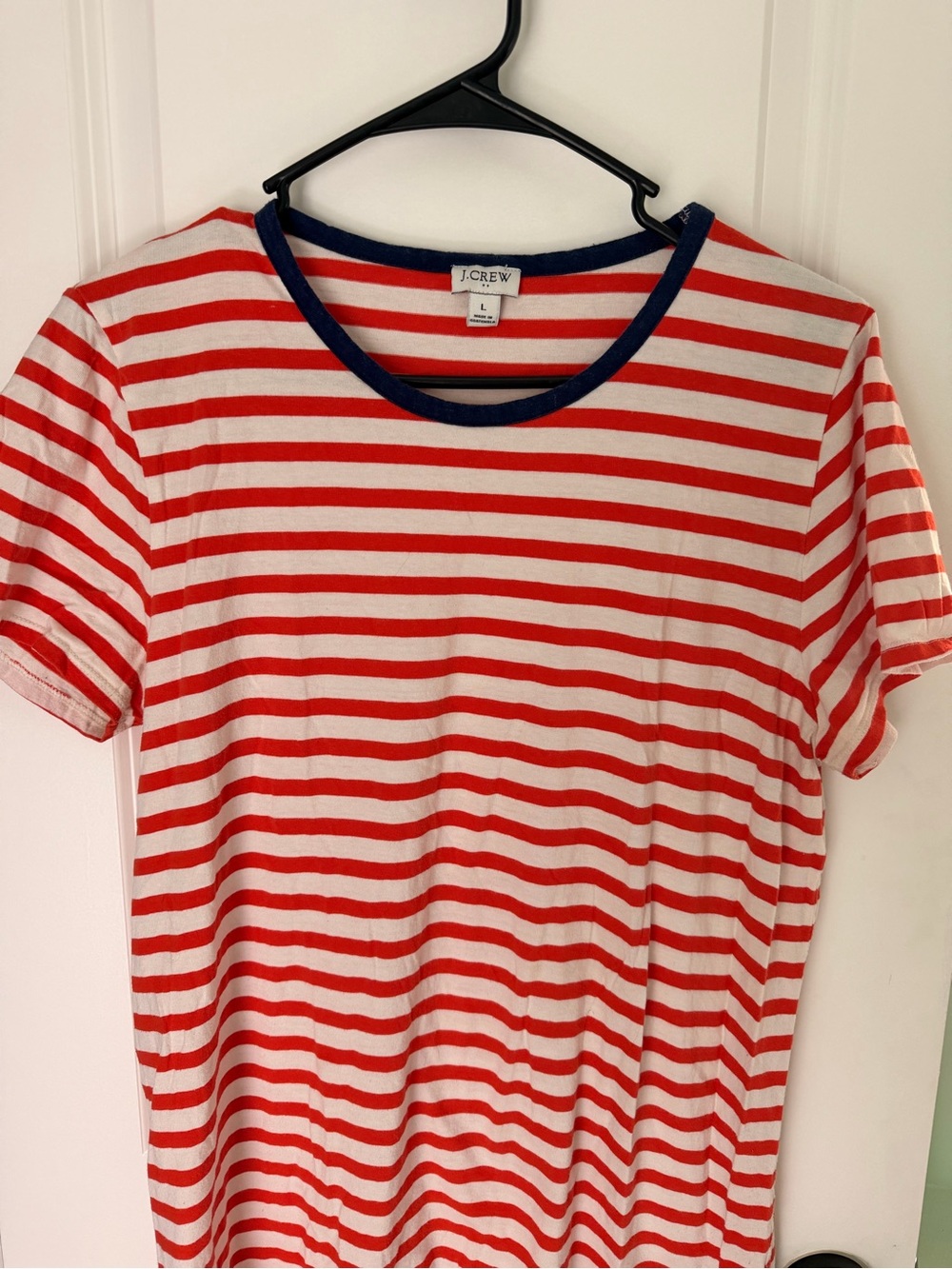 J. Crew Red and White Striped Dress